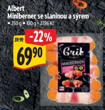 Albert Albert Miniberner se slaninou a sýrem nabídka