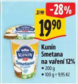 Albert Kunín smetana na vaření 12% nabídka