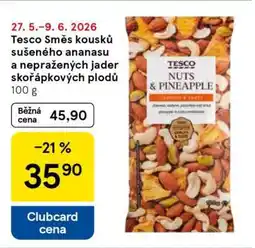 Tesco Tesco Směs kousků sušeného ananasu a nepražených jader skořápkových plodů nabídka