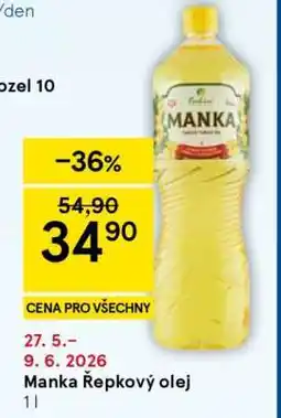 Tesco Manka Řepkový olej nabídka