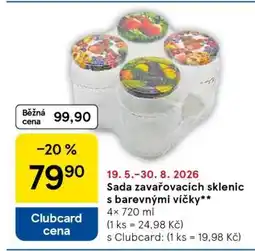 Tesco Sada zavařovacích sklenic s barevnými víčky nabídka