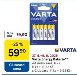 Tesco Varta Energy Baterie nabídka