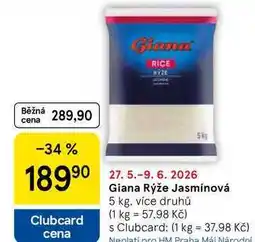 Tesco Giana Rýže Jasmínová, 5 kg, více druhů nabídka