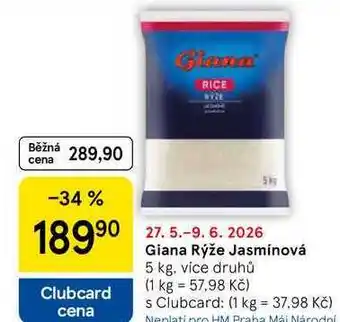 Tesco Giana Rýže Jasmínová, 5 kg, více druhů nabídka
