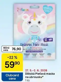 Tesco Dětská Pleťová maska na ubrousku, 1 ks nabídka