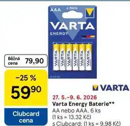 Tesco Varta Energy Baterie AA nebo AAA, 6 ks nabídka