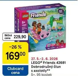Tesco LEGO Friends 42681 Dobrodružný člun s axolotly 5+, 95 kostek nabídka