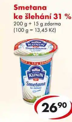 CBA Smetana ke šlehání 31 % 200 g + 15 g zdarma nabídka