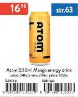 Qanto Atom Mango energy drink nabídka