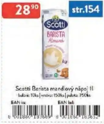 Qanto Scotti Barista mandlový nápoj nabídka