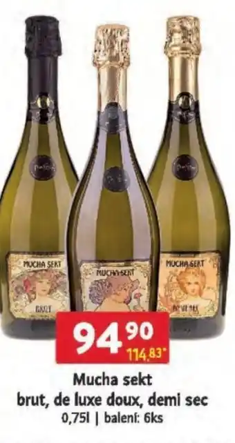 Qanto Mucha sekt brut, de luxe doux, demi sec nabídka