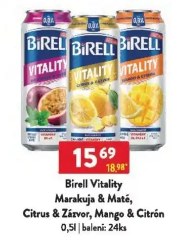 Qanto Birell Vitality Marakuja & Maté, Citrus & Zázvor, Mango & Citrón nabídka
