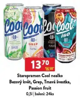 Qanto Staropramen Cool nealko Bezový květ, Grep, Tmavá švestka, Passion fruit nabídka