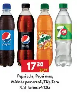 Qanto Pepsi cola, Pepsi max, Mirinda pomeranč, 7Up Zero nabídka