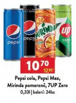 Qanto Pepsi cola, Pepsi Max, Mirinda pomeranč, 7UP Zero nabídka