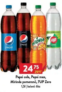 Qanto Pepsi cola, Pepsi max, Mirinda pomeranč, 7UP Zero nabídka