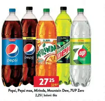 Qanto Pepsi, Pepsi max, Mirinda, Mountain Dew, 7UP Zero nabídka