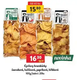 Qanto Cyrilovy brambůrky česnekové, hořčicové, paprikové, hříbkové nabídka