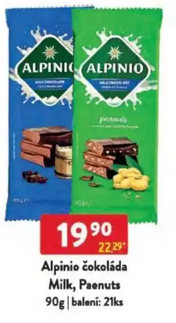 Qanto Alpinio čokoláda Milk, Paenuts nabídka
