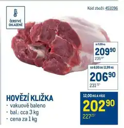 Makro Hovězí kližka nabídka