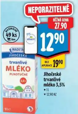 Albert Jihočeské Trvanlivé mléko 3,5% nabídka