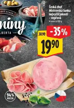 Albert Česká chuť Mistrovská šunka nejvyšší jakosti - vepřová nabídka