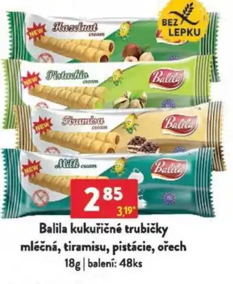 Qanto Balila kukuřičné trubičky mléčná, tiramisu, pistácie, ořech nabídka