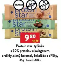 Qanto Protein star tyčinka s 20% proteinu a kolagenem arašídy, slaný karamel, čokoláda a oříšky nabídka