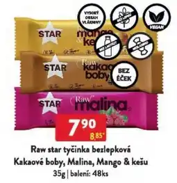 Qanto Raw star tyčinka bezlepková Kakaové boby, Malina, Mango & kešu nabídka