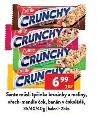Qanto Sante müsli tyčinka brusinky a maliny, ořech-mandle čok, banán v čokoládě nabídka