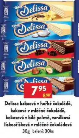 Qanto Delissa kakaová v hořké čokoládě, kakaová v mléčné čokoládě, kokosová v bílé polevě nabídka