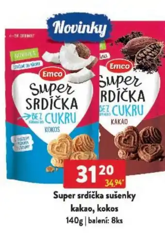 Qanto Super srdíčka sušenky kakao, kokos nabídka