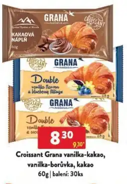 Qanto Croissant Grana vanilka-kakao, vanilka-borůvka, kakao nabídka