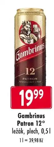 Qanto Gambrinus Patron 12° ležák, plech nabídka