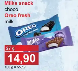 PLUS JIP Milka snack choco, Oreo fresh milk nabídka