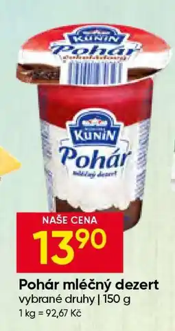 Hruška Pohár mléčný dezert nabídka