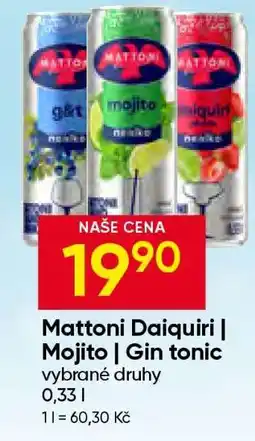 Hruška Mattoni Daiquiri | Mojito | Gin tonic nabídka