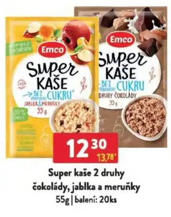 Qanto Emco Super kaše 2 druhy čokolády, jablka a meruňky nabídka