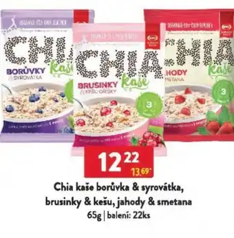 Qanto Chia kaše borůvka & syrovátka, brusinky & kešu, jahody & smetana nabídka