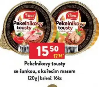 Qanto Viva Pekelníkovy tousty se šunkou, s kuřecím masem nabídka