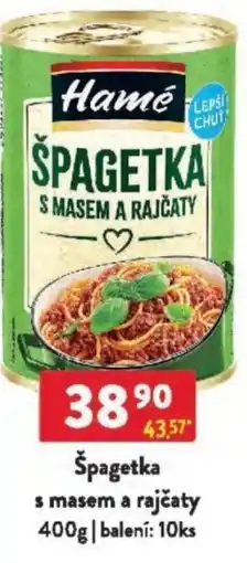 Qanto Hamé Špagetka s masem a rajčaty nabídka