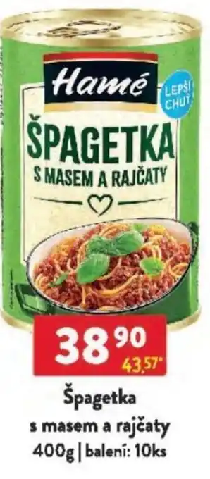 Qanto Hamé Špagetka s masem a rajčaty nabídka
