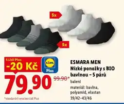 Lidl ESMARA MEN Nízké ponožky s BIO bavlnou – 5 párů nabídka
