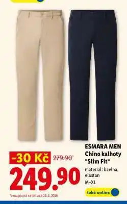 Lidl ESMARA MEN CHINO KALHOTY „SLIM FIT“ nabídka
