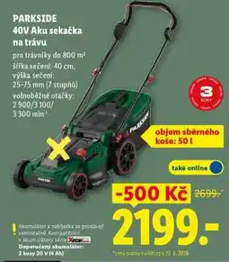 Lidl PARKSIDE 40V Aku sekačka na trávu nabídka