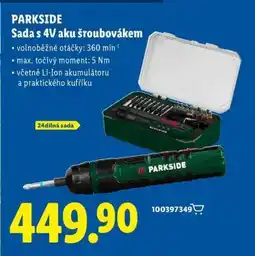 Lidl PARKSIDE Sada s 4V aku šroubovákem nabídka