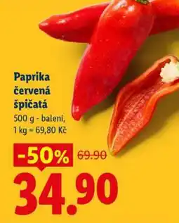 Lidl PAPRIKA ČERVENÁ ŠPIČATÁ nabídka