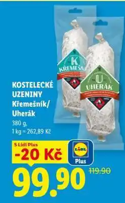 Lidl Kostelecké uzeniny KŘEMEŠNÍK UHERÁK nabídka
