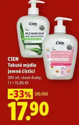 Lidl CIEN Tekuté mýdlo jemně čistící nabídka