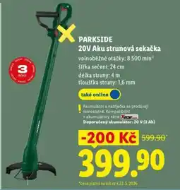 Lidl Parkside 20V Aku strunová sekačka nabídka